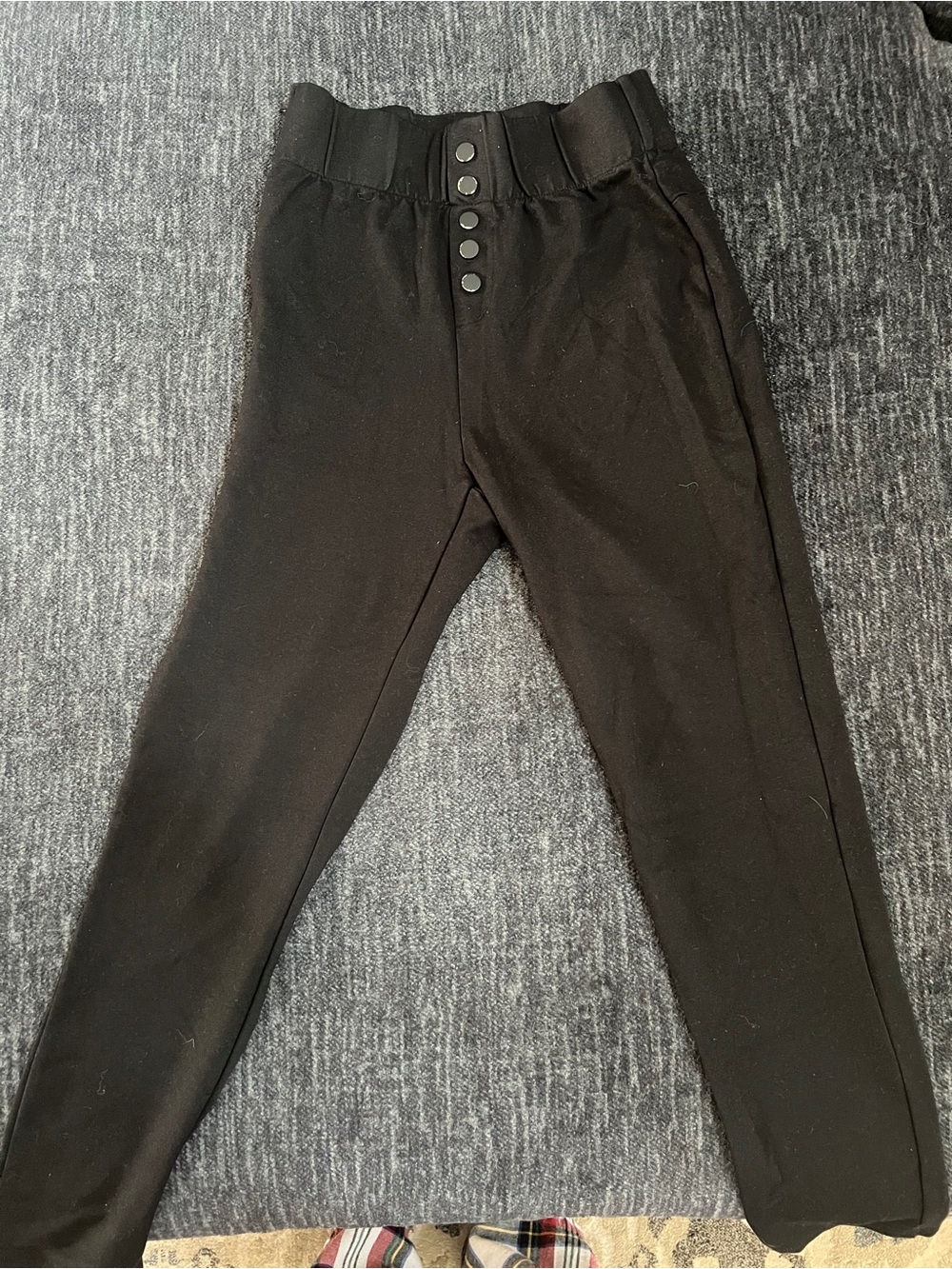 Black High-Waist Button Front Pants